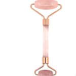 Masajeador facial con rodillo de cuarzo rosa + Funda